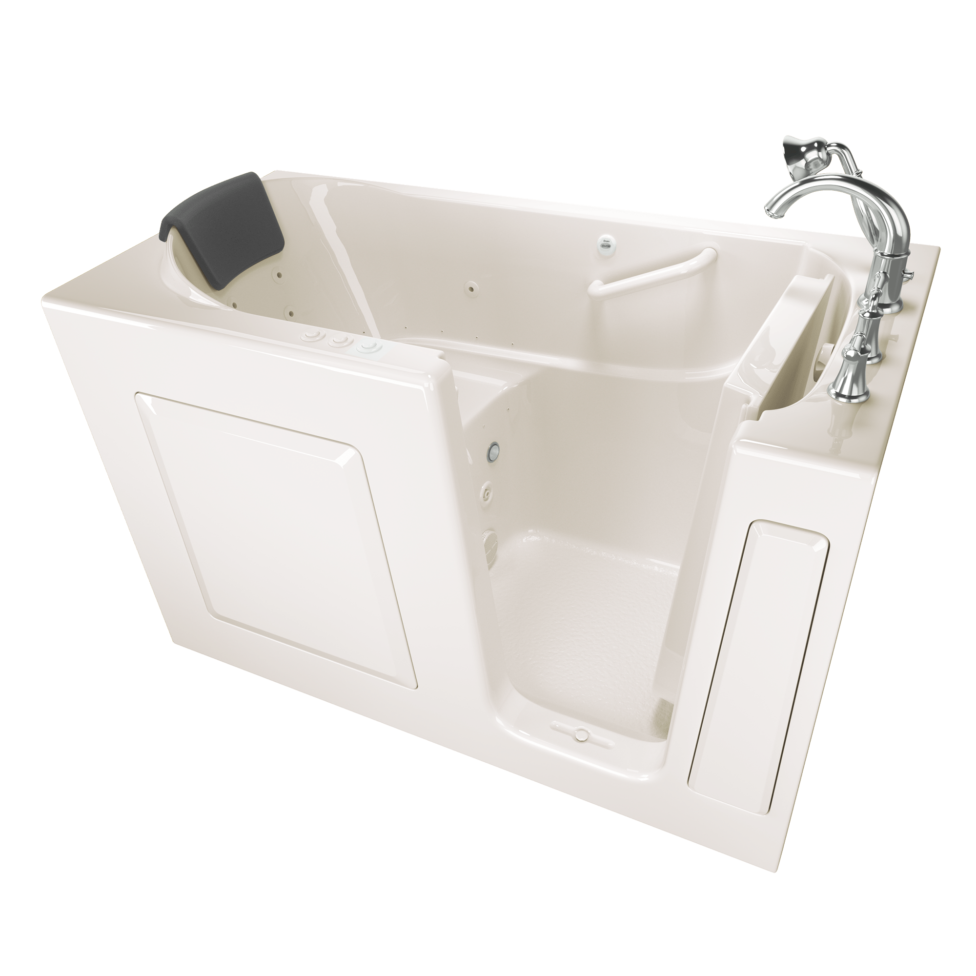 Gelcoat Premium Series 60x30 Inch Walk In Bathtub with Dual Air Massage and Jet Massage System   Right Hand Door and Drain ST BISCUIT